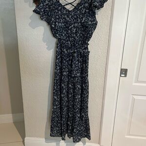 Kari Traa Navy Floral Patterned Top